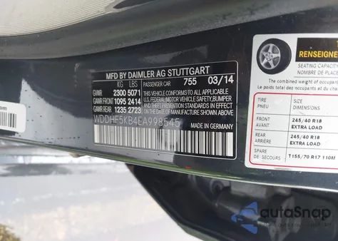 2014 Mercedes-Benz E 350 z USA, uszkodzony, nr VIN WDDHF5KB4EA998545